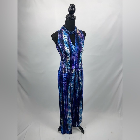 Jumpsuit Julian Chang Purple and Blue White Medium - Picture 3 of 12